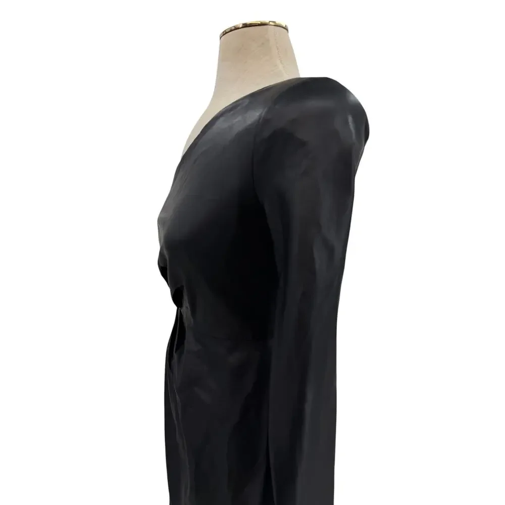 NBD Senia One Shoulder Faux Leather Mini Dress Black Long Sleeve XXS NWT